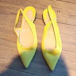 Christian Louboutin yellow perforated nubuck leather flats 41 eur 10 us